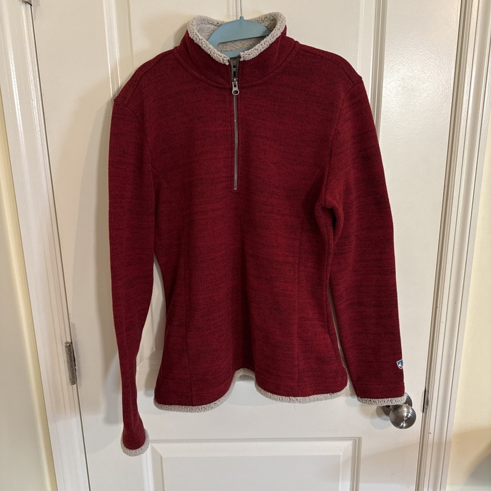 Kuhl Mens Alfpaca Rustic Red Fleece Quarter Zip Pullover Size Large